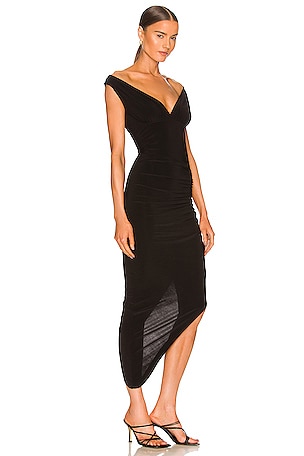 Norma Kamali Tara Side Drape Gown in Black