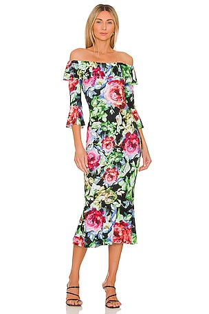 one ruffle shoulder dress Xscape Petite One Shoulder A-Line Long Dress - Neo Emerald main image 1