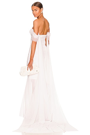 WEWOREWHAT Strapless Lace Maxi Dress