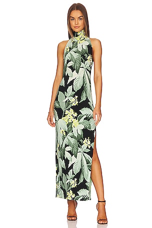 sachin and babi light blue dress Norma Kamali Halter Side Slit Gown in Tropical Mint
