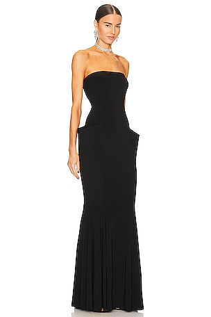 Norma Kamali Strapless Wing Fishtail Gown in Black