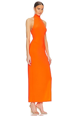 Norma Kamali Halter Turtleneck Gown in Orange