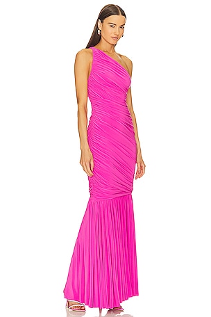 Norma Kamali Diana Fishtail Gown in Fuchsia