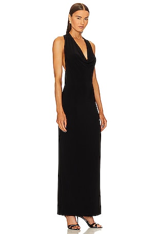 Norma Kamali Halter Neeta Side Slit Gown in Black