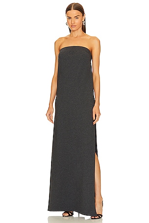 Strapless Tailored Terry Side Slit Gown Norma Kamali