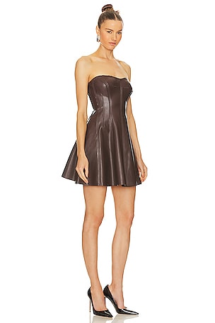 Norma Kamali Strapless Grace Mini Dress in Chocolate
