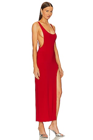 Norma Kamali Marissa Wide Slit Gown in Red