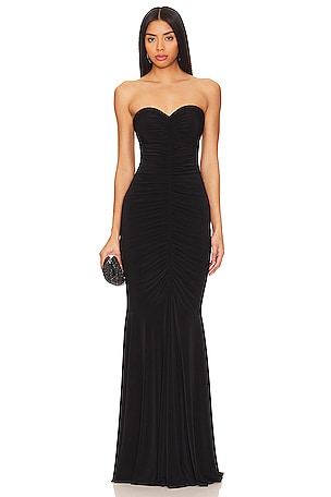 Strapless Shirred Front Fishtail Gown Norma Kamali