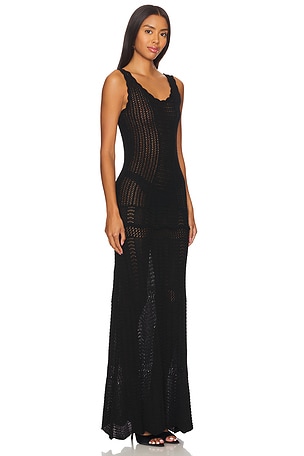Norma Kamali Scoop Neck Tank Crochet Dress in Black