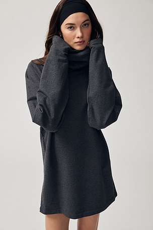 Oversized Raglan Sleeve Turtleneck Mini Dress Norma Kamali