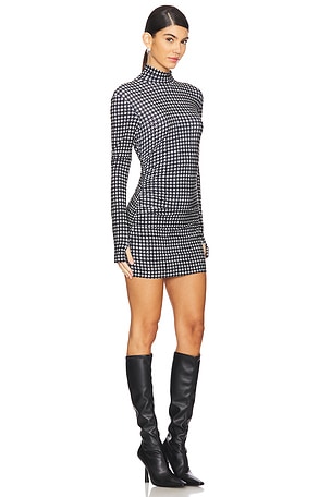 Norma Kamali Long Sleeve Turtleneck Pickleball Dress in Black,White