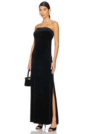 Strapless Tailored Velvet Side Slit Gown Norma Kamali