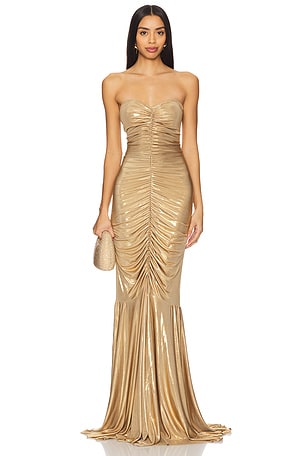 Strapless Shirred Front Fishtail Gown Norma Kamali