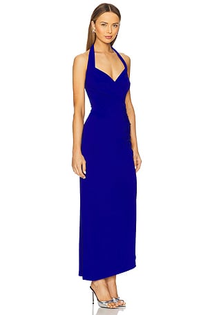 Norma Kamali x REVOLVE Halter Sweetheart Side Drape Gown in Royal