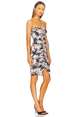Norma Kamali Strapless Shirred Mini Dress in Black