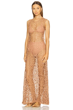 Norma Kamali Sleeveless Swing Maxi Dress in Tan
