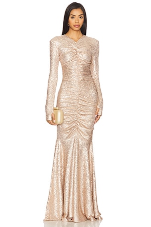 Long Sleeve Fishtail Gown Norma Kamali
