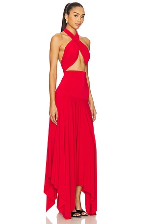 Norma Kamali Convertible Midcalf Dress in Red