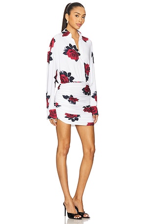 Norma Kamali Boyfriend Neck Mini Dress in White