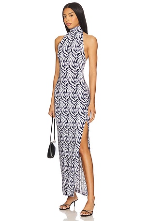 x REVOLVE Halter Turtle Side Slit Gown Norma Kamali
