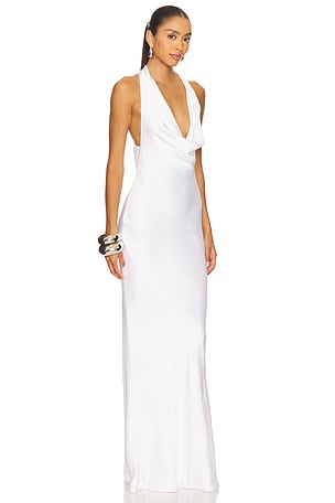 Norma Kamali Halter Drape Bias Gown in White
