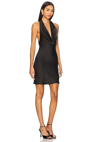 Norma Kamali Halter Drape Mini Dress in Black