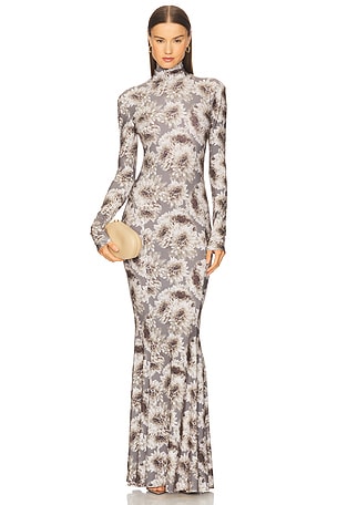 Long Sleeve Turtleneck Fishtail Gown Norma Kamali
