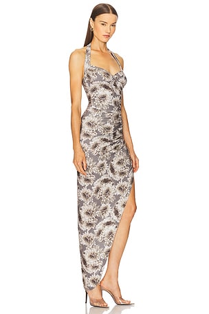 Norma Kamali Cayla Side Drape Gown in Grey