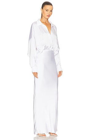 Norma Kamali Super Oversized Boyfriend Nk Shirt Gown in White
