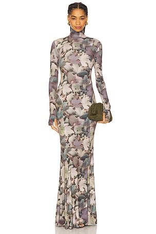 Long Sleeve Turtleneck Fishtail Gown Norma Kamali