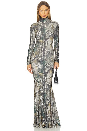 Long Sleeve Turtleneck Fishtail Gown Norma Kamali