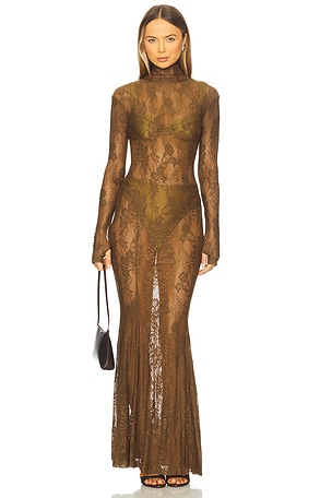 x REVOLVE Long Sleeve Turtleneck Fishtail Gown Norma Kamali