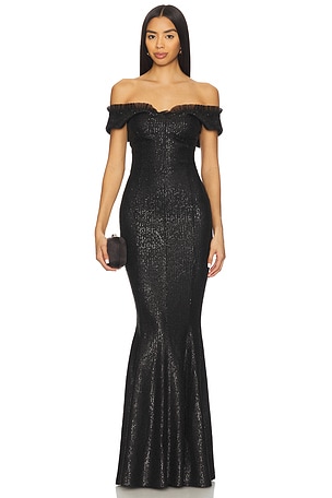 Double Drop Shoulder Grace Fishtail Gown Norma Kamali