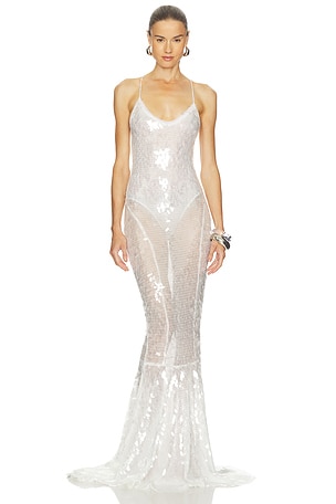Low Back Fara Slip Fishtail Gown Norma Kamali