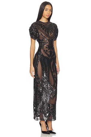 Norma Kamali Cap Sleeve Long Dress in Black