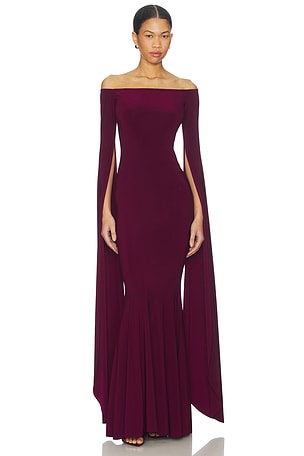 Off Shoulder Ribbon Sleeve Fishtail Gown Norma Kamali