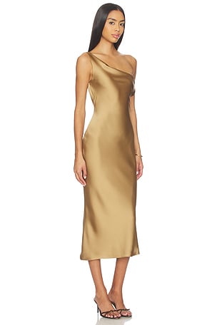 Norma Kamali Drop Shoulder Maria Dress in Tan