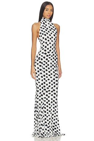 Norma Kamali Halter Fishtail Gown in Black,White