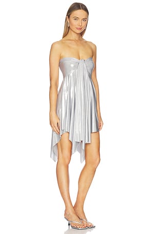 Norma Kamali Convertible Dress in Metallic Silver