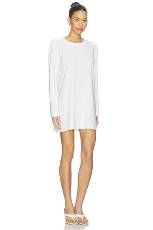 Norma Kamali x Lifestyle Oversized Long Sleeve Mini Dress in White