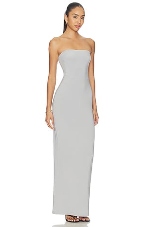 Norma kamali vestido strapless long en color gris