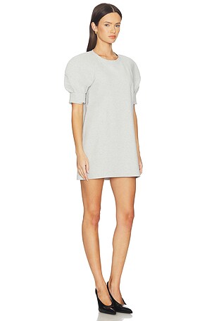 Norma Kamali Short Sleeve Bomber 1980s Mini Dress in Light Grey