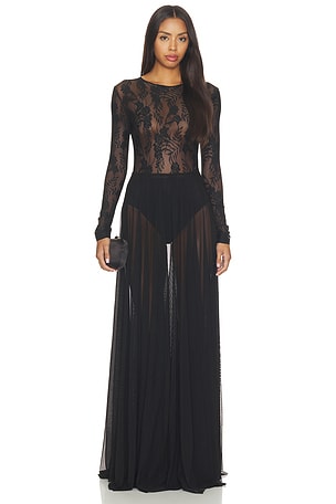 Long Sleeve Crew Flared Gown Norma Kamali