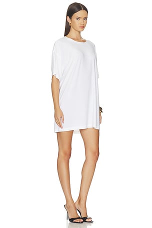 Norma Kamali x Lifestyle Short Sleeve Boxy Mini Dress in White