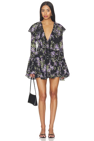 Long Sleeve Deep V Ruffle Mini Dress Norma Kamali