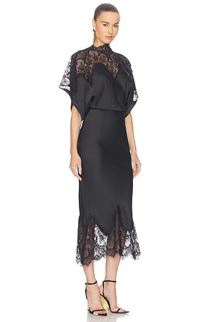 Norma Kamali Reverse Obie Midcalf Dress With Lace in Black. Size XXS. Also