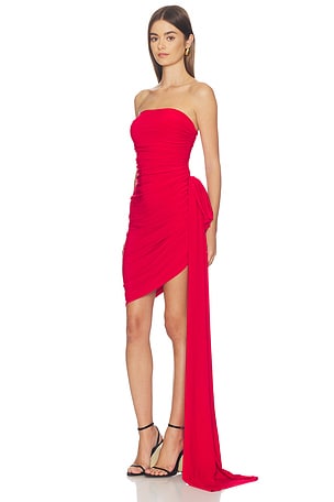 Norma Kamali Strapless Diana Mini Dress With Bow in Red