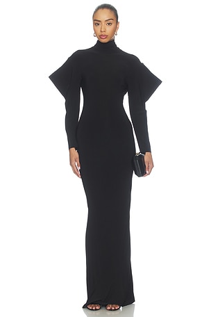 Wing Sleeve Open Back Bow Neck Gown Norma Kamali