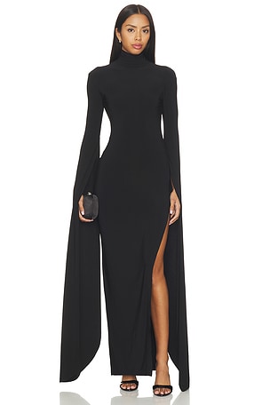 Open Back Ribbon Sleeve Turtleneck Gown Norma Kamali