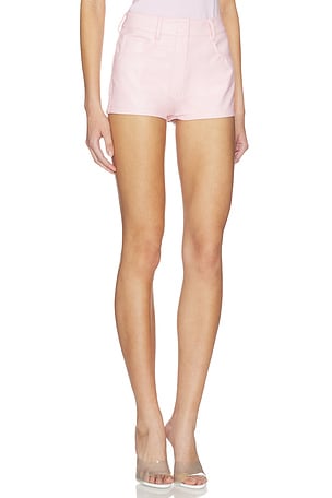 Norma Kamali High Waist Jean Short in Pink